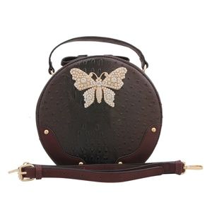 Wine & Brown Vegan Ostrich Leather Handbag